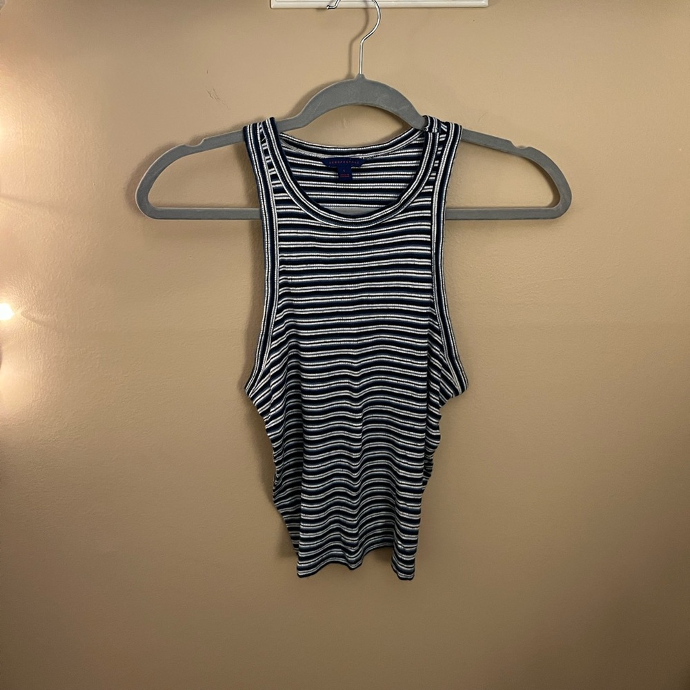 Aeropostale blue striped cropped tank top size S